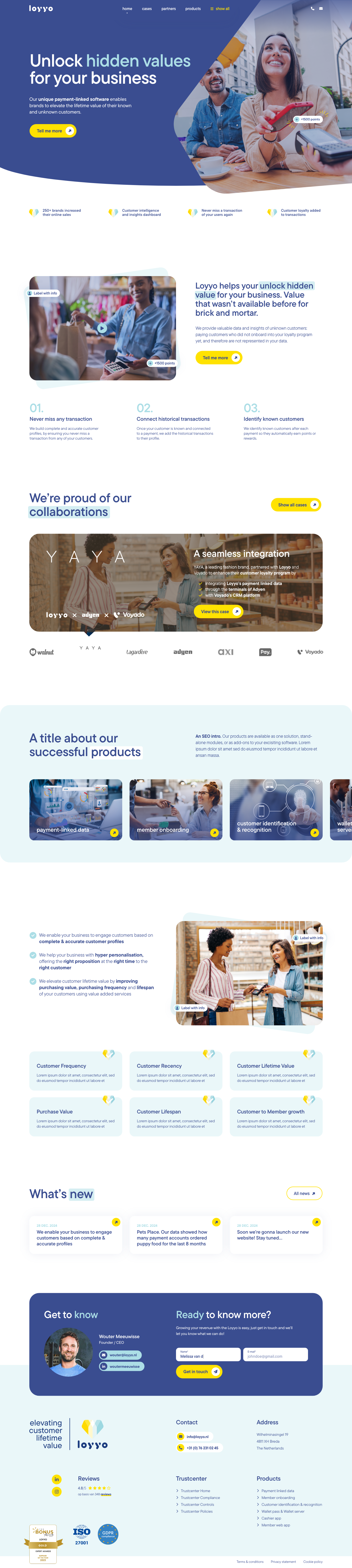 website homepage screen